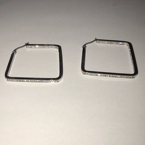 Sterling silver and diamonique hoop earrings